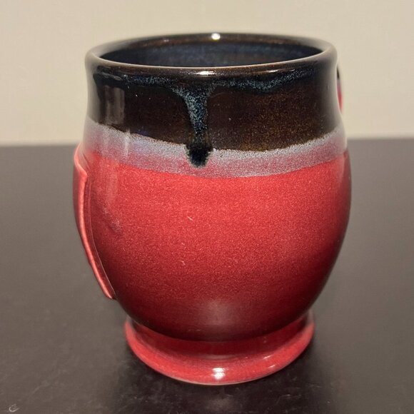 Handcrafted Hand Thrown Glazed Pottery Mug w/ Incised Bicycle by Jenny Blasen - Picture 3 of 16